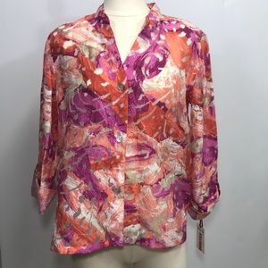 Ruby Rd Woman’s Top Sheer Button Up blouse